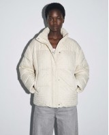Μπουφάν puffer με Ανάγλυφη Ύφανση & Ψηλό Γιακά - Off White
