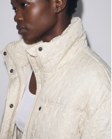 Μπουφάν puffer με Ανάγλυφη Ύφανση & Ψηλό Γιακά - Off White