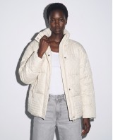 Μπουφάν puffer με Ανάγλυφη Ύφανση & Ψηλό Γιακά - Off White