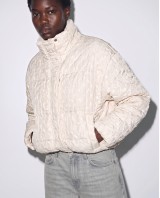 Μπουφάν puffer με Ανάγλυφη Ύφανση & Ψηλό Γιακά - Off White