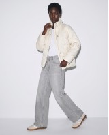 Μπουφάν puffer με Ανάγλυφη Ύφανση & Ψηλό Γιακά - Off White