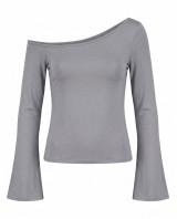 Μπλούζα viscose μακρυμάνικη με καμπάνα μανίκι silver