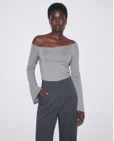 Μπλούζα viscose μακρυμάνικη με καμπάνα μανίκι silver