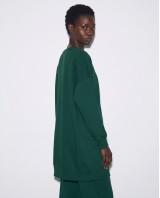 Μπλούζα φούτερ αχνούδιαστο μακρυμάνικο oversized με ανοιχτή "V" λαιμόκοψη κυπαρισσί