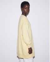 Μπλούζα φούτερ αχνούδιαστο μακρυμάνικο oversized με ανοιχτή "V" λαιμόκοψη κίτρινο