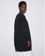 Μπλούζα φούτερ αχνούδιαστο μακρυμάνικο oversized με ανοιχτή "V" λαιμόκοψη μαύρο