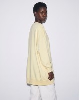 Μπλούζα φούτερ αχνούδιαστο μακρυμάνικο oversized με ανοιχτή "V" λαιμόκοψη κίτρινο