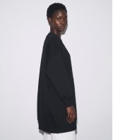 Μπλούζα φούτερ αχνούδιαστο μακρυμάνικο oversized με ανοιχτή "V" λαιμόκοψη μαύρο