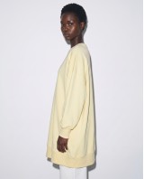 Μπλούζα φούτερ αχνούδιαστο μακρυμάνικο oversized με ανοιχτή "V" λαιμόκοψη κίτρινο