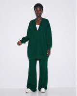 Μπλούζα φούτερ αχνούδιαστο μακρυμάνικο oversized με ανοιχτή "V" λαιμόκοψη κυπαρισσί