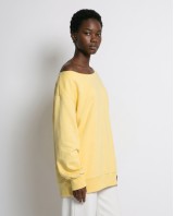 Μπλούζα φούτερ αχνούδιαστο oversized με ανοιχτή λαιμόκοψη κίτρινο