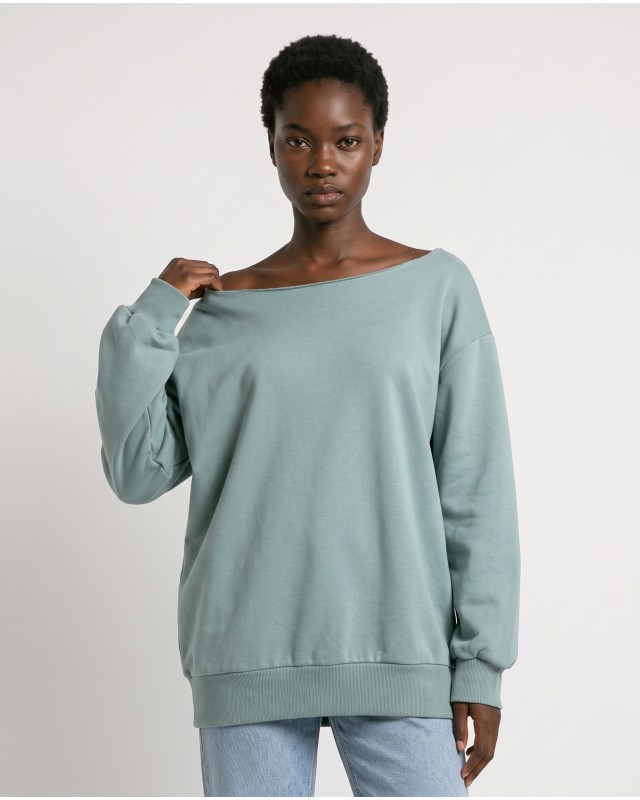 Μπλούζα φούτερ αχνούδιαστο oversized σιέλ