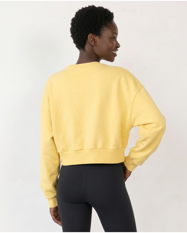 Cotton Relaxed Cropped Sweatshirt yellow