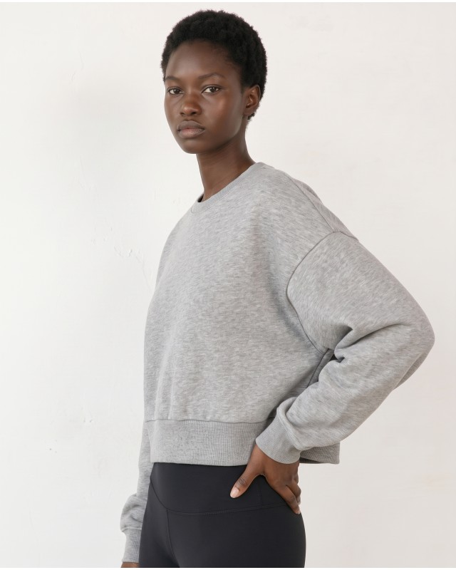 Cotton Relaxed Cropped Sweatshirt grey