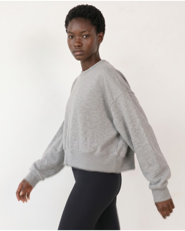 Cotton Relaxed Cropped Sweatshirt grey
