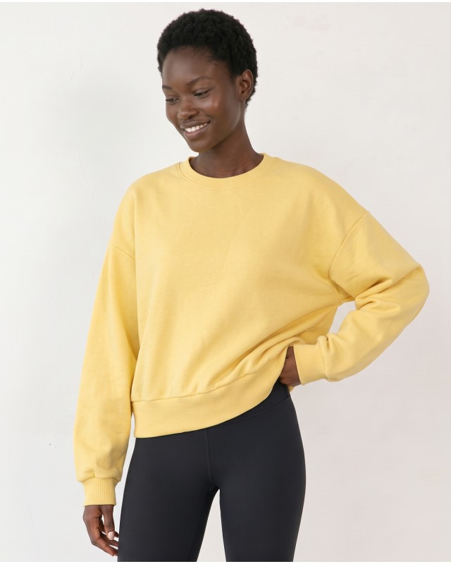 Cotton Relaxed Cropped Sweatshirt yellow