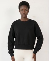 Cotton Relaxed Cropped Sweatshirt black