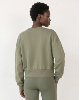 Cotton Relaxed Cropped Sweatshirt olive