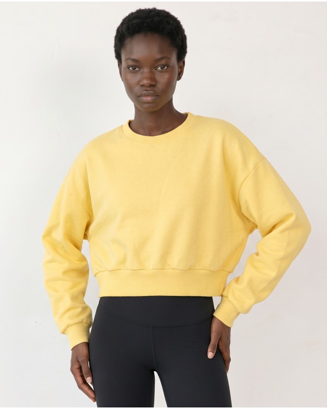 Cotton Relaxed Cropped Sweatshirt yellow