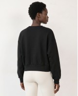 Cotton Relaxed Cropped Sweatshirt black