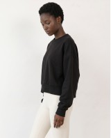 Cotton Relaxed Cropped Sweatshirt black