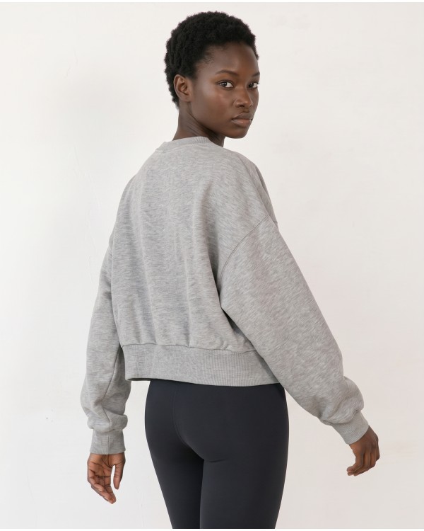 Cotton Relaxed Cropped Sweatshirt light mint