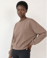 Cotton Relaxed Cropped Sweatshirt Mocha Brown