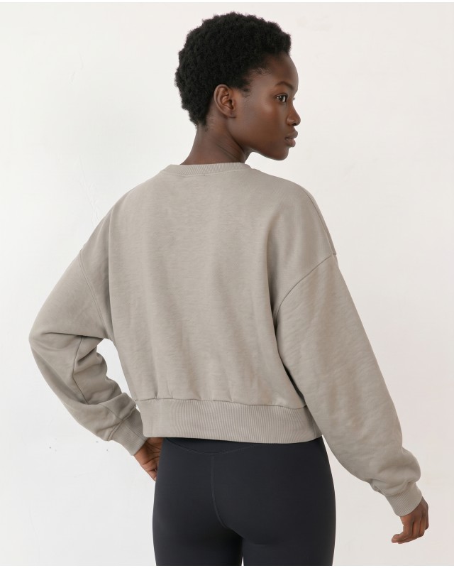 Cotton Relaxed Cropped Sweatshirt light mint
