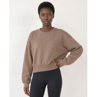Cotton Relaxed Cropped Sweatshirt Mocha Brown