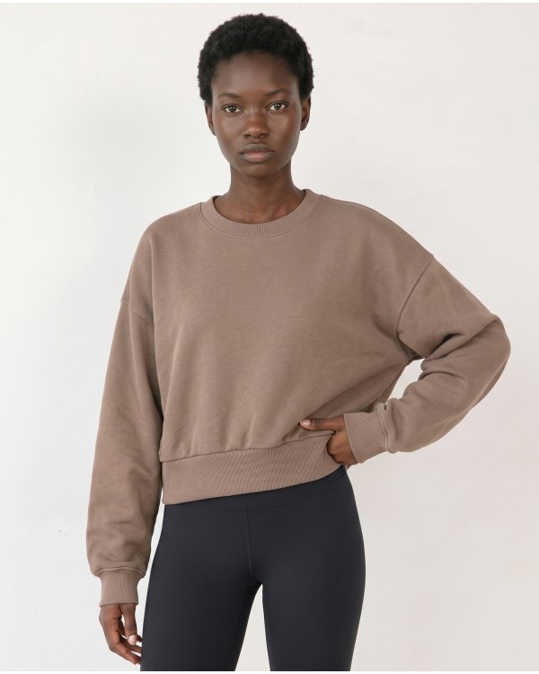 Cotton Relaxed Cropped Sweatshirt light mint