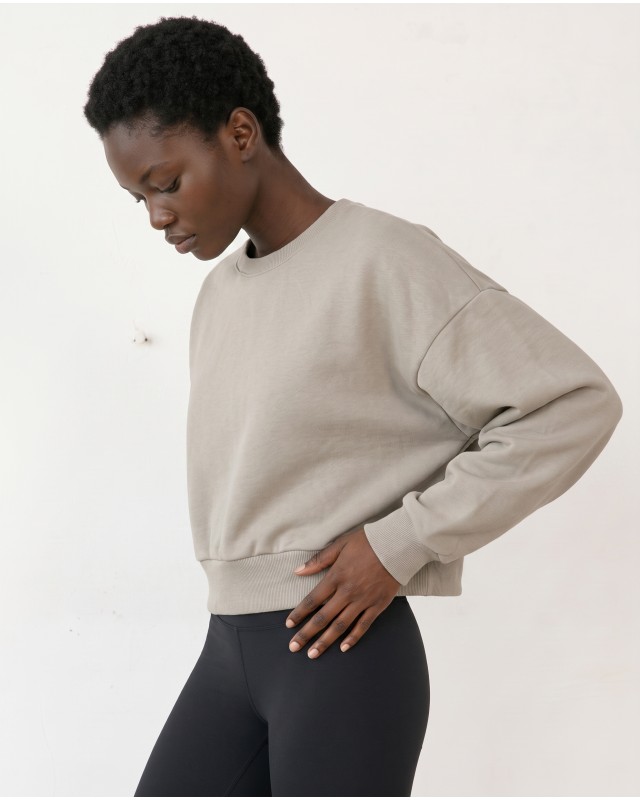 Cotton Relaxed Cropped Sweatshirt light mint