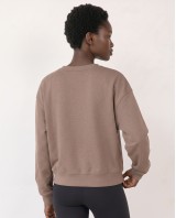 Cotton Relaxed Cropped Sweatshirt Mocha Brown