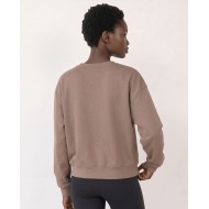 Cotton Relaxed Cropped Sweatshirt Mocha Brown