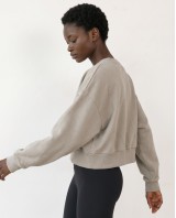Cotton Relaxed Cropped Sweatshirt light mint