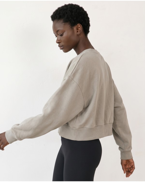 Cotton Relaxed Cropped Sweatshirt light mint