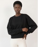 Cotton Relaxed Cropped Sweatshirt black
