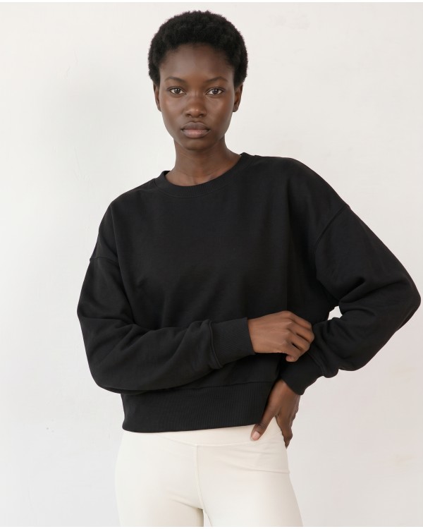 Cotton Relaxed Cropped Sweatshirt light mint