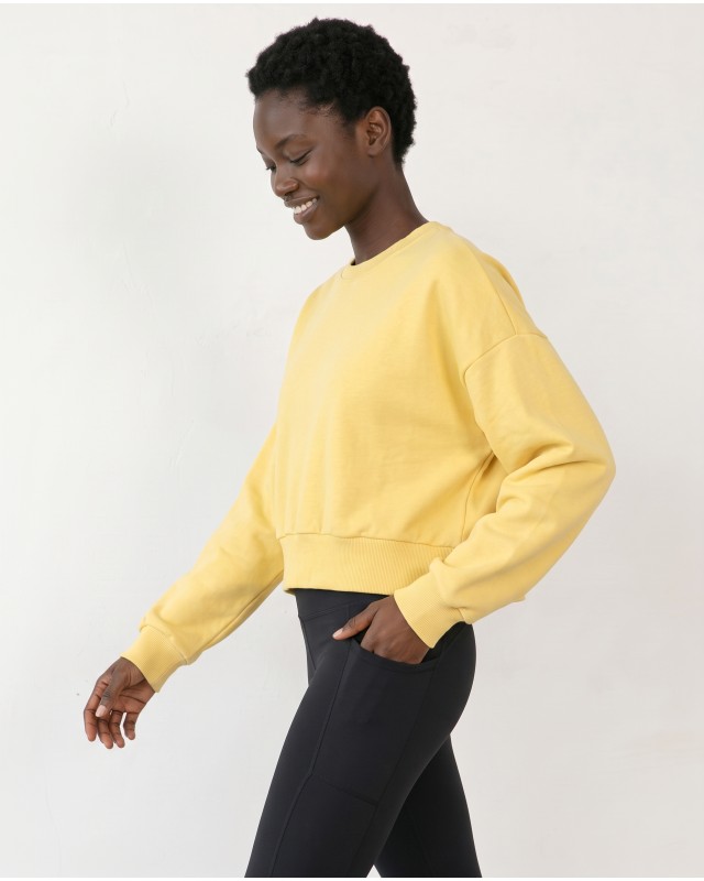 Cotton Relaxed Cropped Sweatshirt yellow