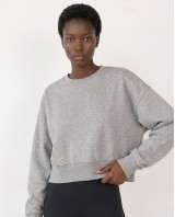 Cotton Relaxed Cropped Sweatshirt grey