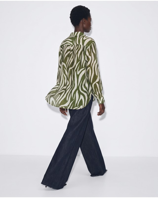 Πουκάμισο zebra print λαδί
