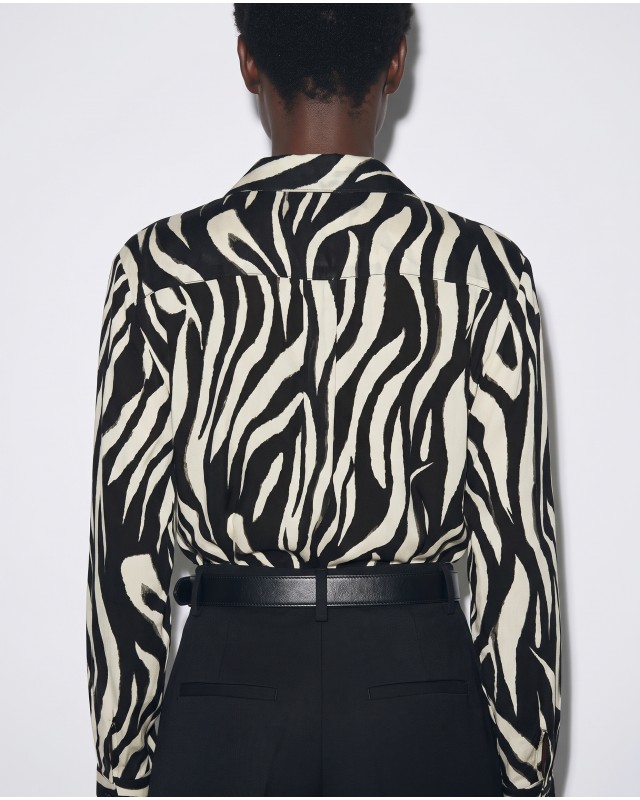 Πουκάμισο zebra print μαύρο