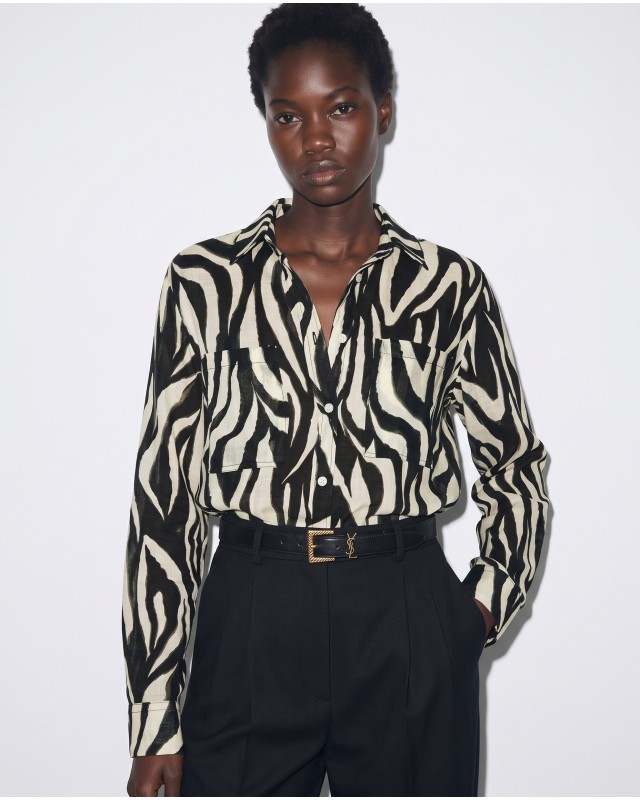 Πουκάμισο zebra print μαύρο