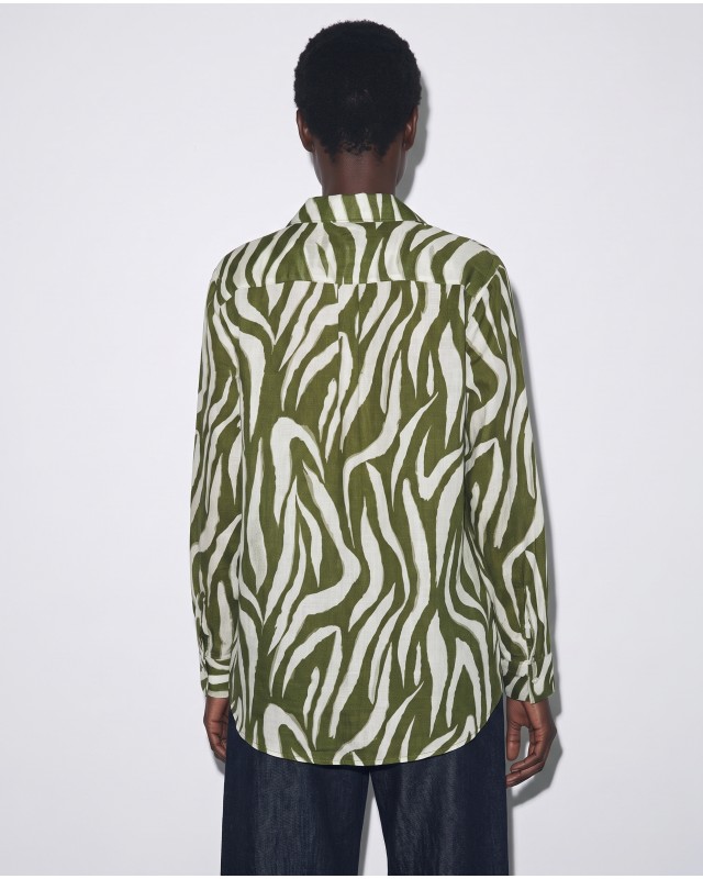 Πουκάμισο zebra print λαδί