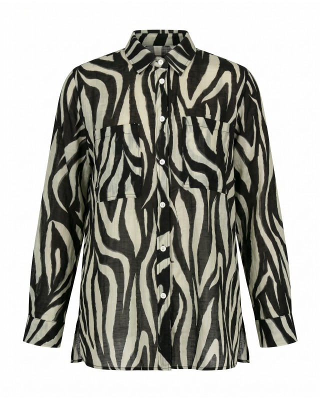 Πουκάμισο zebra print μαύρο