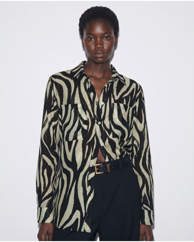 Πουκάμισο zebra print μαύρο