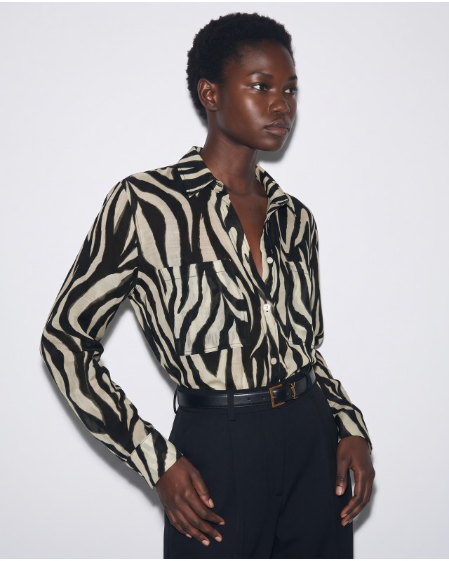 Πουκάμισο zebra print μαύρο