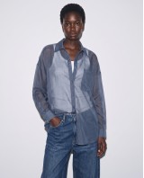 Oversized Sheer Button-Up Shirt intigo