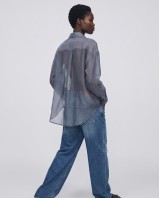 Oversized Sheer Button-Up Shirt intigo