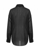 Oversized Sheer Button-Up Shirt black