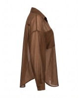 Oversized Sheer Button-Up Shirt brown